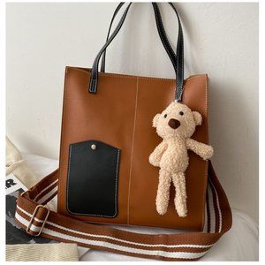 Cartoon bear pendant ladies shoulder bag